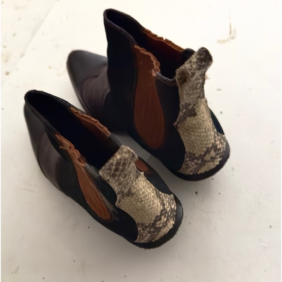 Coach Cowboy Ankle Bootie— multicolor leather with snakeskin strip - Picture 4 of 4